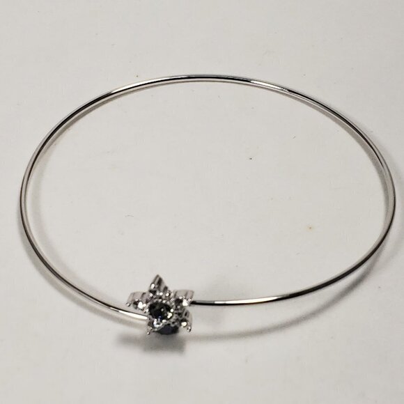 Sterling Silver overlay Cuff Bracelet - Ice Blossom Flower - Swarovski Crystal - Picture 5 of 9